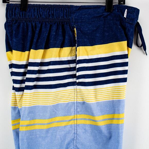 Le Tigre Board Shorts Men’s M Vintage Striped Blue Yellow Lined Swim Trunks - Picture 8 of 10